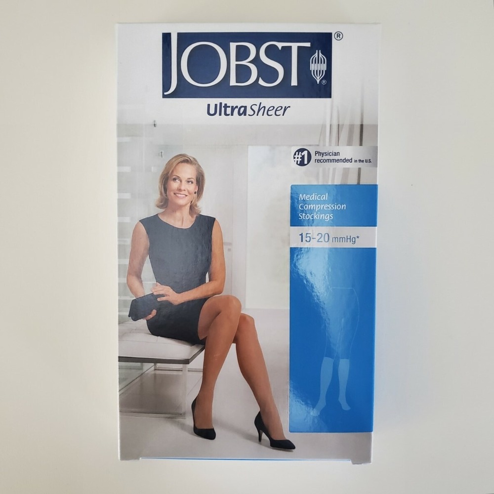 JOBST UltraSheer 15-20 mmHg Knee High Compression Stockings Natural  Size Large